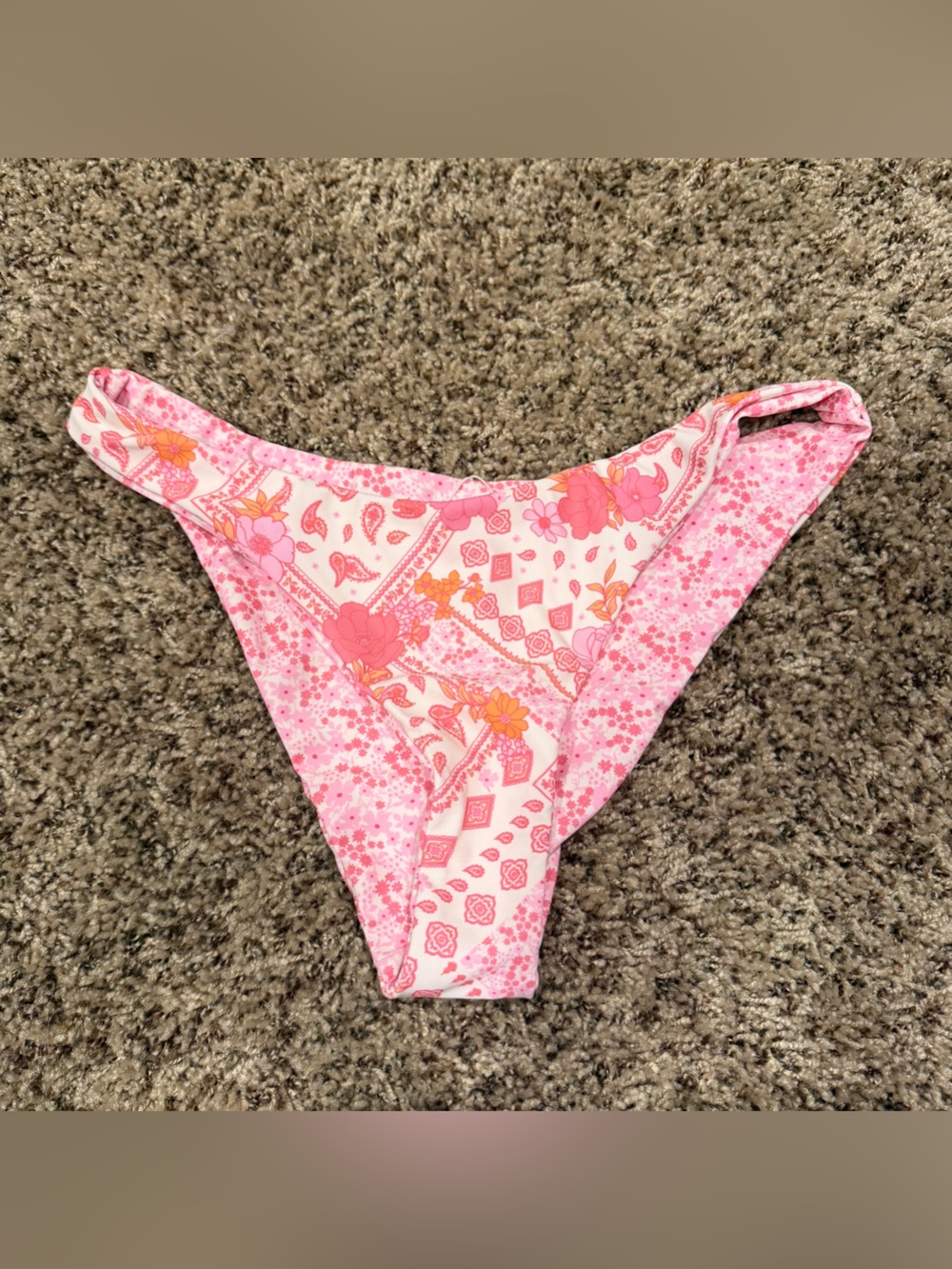 Jessica Simpson Pink and Orange Floral Bikini Bottom